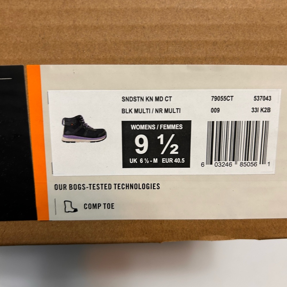 Women's Black and Purple Bogs Sandstone Knit Composite Safety Toe Boots - Picture 3 of 5